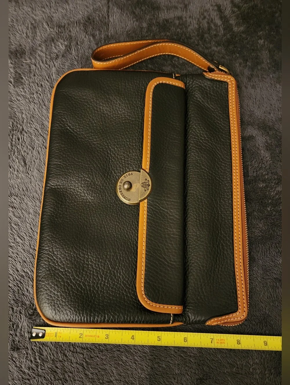 Prix de Dressage Vintage Black Pebbled Leather Equestrian Wristlet
